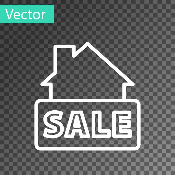 Weiße Linie Hängeschild mit Text Verkauf Symbol isoliert auf transparentem Hintergrund. Schild mit Text Verkauf. Vektor — Stockvektor