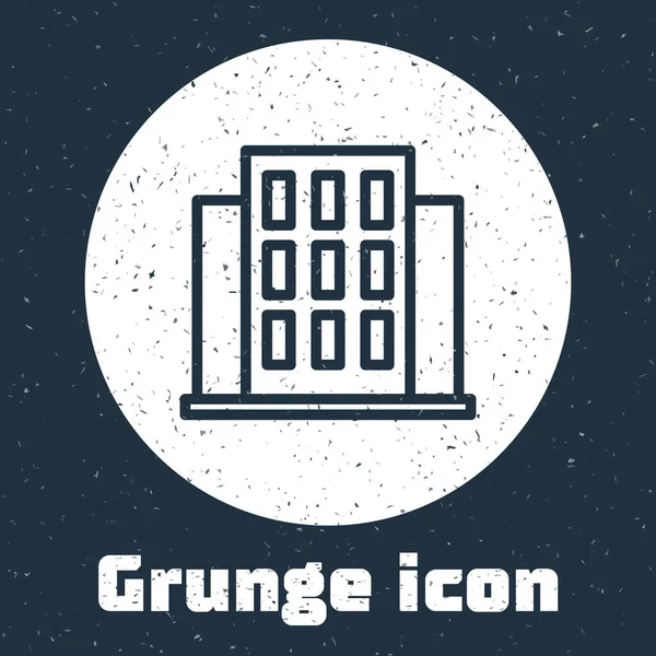 Grunge line House icon isolated on grey background. Home symbol. Monochrome vintage drawing. Vector — Stock Vector