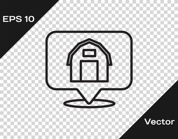 Línea negra Ubicación casa de campo icono aislado sobre fondo transparente. Vector — Archivo Imágenes Vectoriales