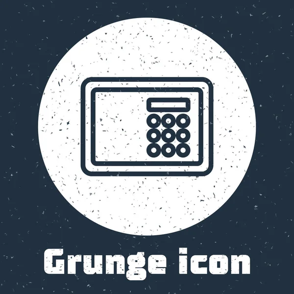 Grunge line Safe icon isolated on grey background. The door safe a bank vault with a combination lock. Reliable Data Protection. Monochrome vintage drawing. Vector — Stock Vector