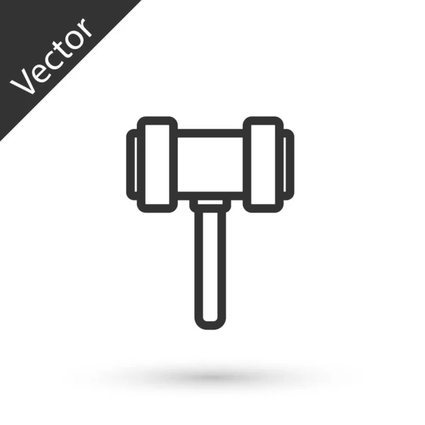 Gray line Judge gavel icon izolat pe fundal alb. Gavel pentru judecarea sentințelor și a facturilor, a instanței, a justiției. Ciocanul licitaţiei. Vector . — Vector de stoc