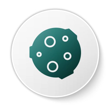 Yeşil Ay simgesi beyaz arkaplanda izole edildi. Beyaz daire düğmesi. Vektör İllüstrasyonu