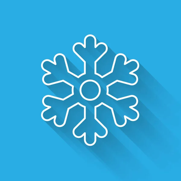 Ligne blanche Icône de flocon de neige isolé avec une ombre longue. Illustration vectorielle — Image vectorielle