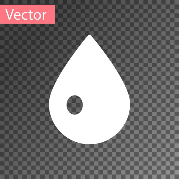 Icono de gota de agua blanca aislado sobre fondo transparente. Ilustración vectorial — Vector de stock