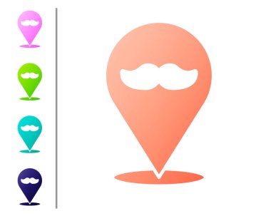 Coral Berbershop ikonu beyaz arka planda izole edildi. Kuaför logosu ya da tabela. Renk simgelerini ayarla. Vektör İllüstrasyonu