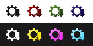 Maliyet azaltma simgesini siyah ve beyaz arkaplanda izole et. Vektör İllüstrasyonu