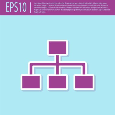 Retro mor iş hiyerarşisi organizogram grafik bilgi ikonu turkuaz arka planda izole. Kurumsal yapı elementleri. Vektör İllüstrasyonu