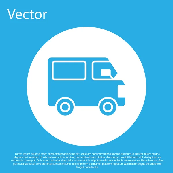 Camión de carga de entrega azul icono del vehículo aislado sobre fondo azul. Botón círculo blanco. Ilustración vectorial — Vector de stock