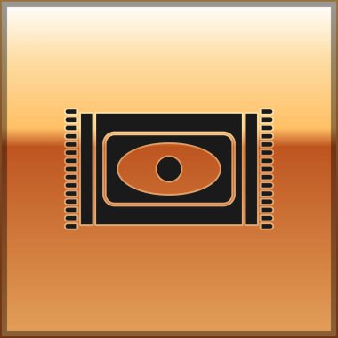 Siyah Geleneksel halı kültürü Ramazan Arap kutlama ikonu altın arka planda izole. Vektör İllüstrasyonu