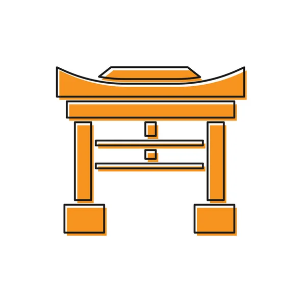 Orange Japan Gate icoon geïsoleerd op witte achtergrond. Torii poortteken. Japans traditioneel klassieke poort symbool. Vector Illustratie — Stockvector