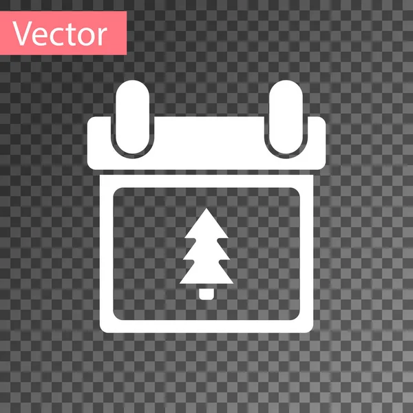 Calendário branco com ícone de árvore isolado em fundo transparente. Símbolo de lembrete de evento. Feliz Natal e Feliz Ano Novo. Ilustração vetorial — Vetor de Stock