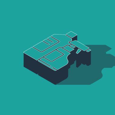 Çamaşır deterjanı, çamaşır suyu, bulaşık deterjanı ya da yeşil arka planda izole edilmiş başka bir temizlik maddesi ikonu için Isome Plastik şişeleri. Vektör İllüstrasyonu