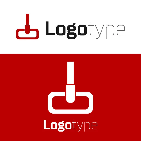 Ikon Red Mop diisolasi pada latar belakang putih. Konsep layanan pembersihan. Unsur templat desain logo. Ilustrasi Vektor - Stok Vektor