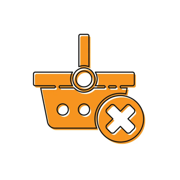 Orange Remove shopping basket icon isolated on white background. Online buying concept. Delivery service. Supermarket basket and X mark. Vector Illustration — Stock Vector