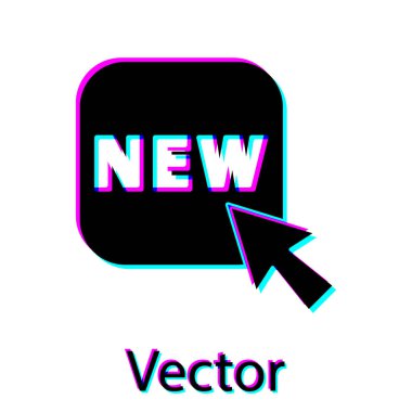 Beyaz arkaplanda yeni bir simge izole edilmiş Siyah Düğme. Rozet fiyatına. Reklam etiketi indirimi. Vektör İllüstrasyonu