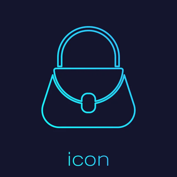 Tyrkysová linka Kabelka ikona izolované na modrém pozadí. Dámská kabelka. Glamour ležérní zavazadla symbol. Vektorová ilustrace — Stockový vektor