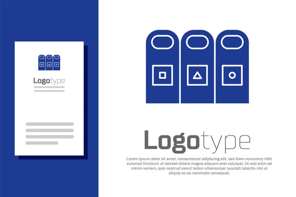 Blauer Müll in Mülltonnen mit sortiertem Müllsymbol isoliert auf weißem Hintergrund. Papierkorb-Symbol. Logo-Design-Vorlage Element. Vektorillustration — Stockvektor