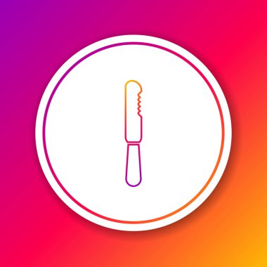 Renk arkaplanında tek kullanımlık plastik bıçak simgesi izole edildi. Çember beyaz düğme. Vektör İllüstrasyonu