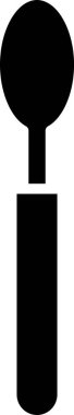 Beyaz arkaplanda siyah kaşık simgesi izole edildi. Mutfak aletleri. Çatal bıçak seti. Vektör İllüstrasyonu