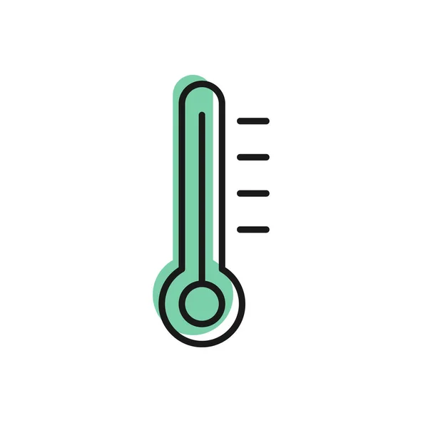 Μαύρη γραμμή Μετεωρολογικό θερμόμετρο μέτρησης εικονίδιο απομονώνονται σε λευκό φόντο. Θερμομετρικό εξοπλισμό που δείχνει ζεστό ή κρύο καιρό. Εικονογράφηση διανύσματος — Διανυσματικό Αρχείο