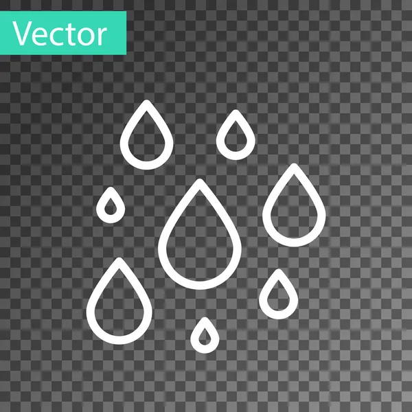 Línea blanca Icono de gota de agua aislado sobre fondo transparente. Ilustración vectorial — Archivo Imágenes Vectoriales