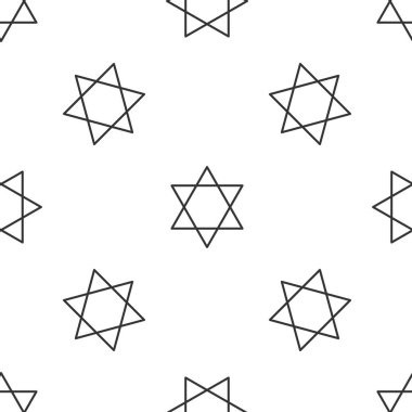 David 'in gri çizgi yıldızı ikonu beyaz arka planda kusursuz deseni izole etti. Yahudi dini sembolü. İsrail 'in sembolü. Vektör İllüstrasyonu