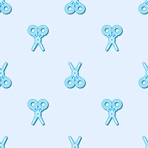 Blue line Scissors hairdresser icon isolated seamless pattern on grey background. Hairdresser, fashion salon and barber sign. Barbershop symbol. Vector Illustration — Stock Vector