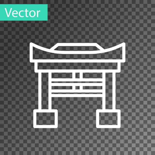 Linha branca ícone Japan Gate isolado em fundo transparente. Sinal do portão Torii. Símbolo clássico japonês. Ilustração vetorial — Vetor de Stock