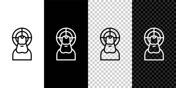 Stel lijn Jezus Christus pictogram geïsoleerd op zwart-wit achtergrond. Vector Illustratie — Stockvector