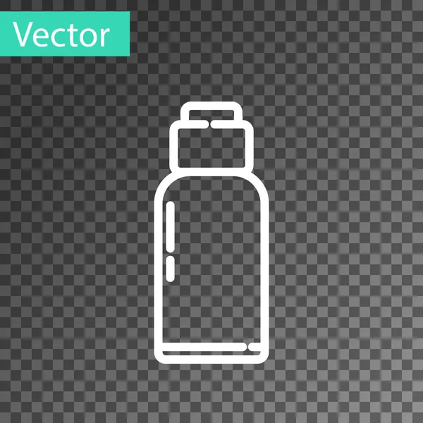 Línea blanca Cantina icono botella de agua aislado sobre fondo transparente. Icono del frasco turístico. Tarro de uso del agua en la campaña. Ilustración vectorial — Vector de stock