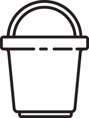 Beyaz arkaplanda siyah çizgi Bucket simgesi izole edildi. Temizlik hizmeti konsepti. Vektör İllüstrasyonu