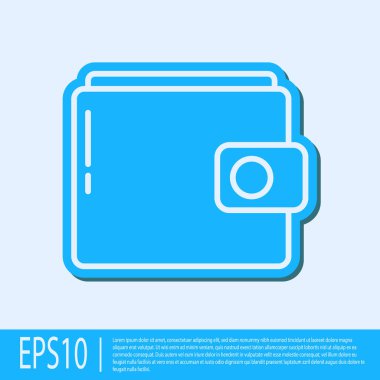 Mavi çizgili cüzdan simgesi gri arkaplanda izole edilmiş. Çanta ikonu. Nakit tasarruf sembolü. Vektör İllüstrasyonu