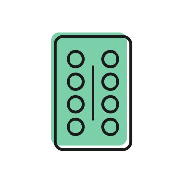 Siyah çizgili haplar beyaz arka planda izole edilmiş. İlaç paketi. Tablet, vitamin, antibiyotik, aspirin. Vektör İllüstrasyonu