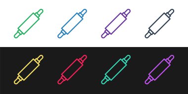 Siyah ve beyaz arkaplanda Rolling pin simgesini ayır. Vektör İllüstrasyonu