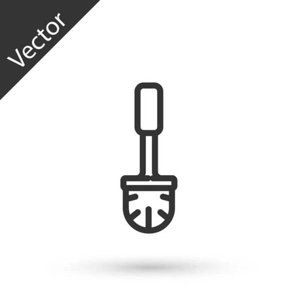 Icono de cepillo de inodoro de línea gris aislado sobre fondo blanco. Ilustración vectorial — Vector de stock