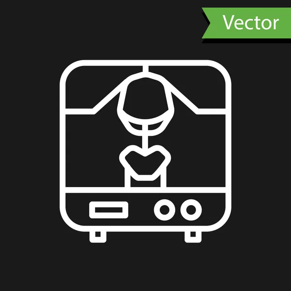 Icono de la máquina de rayos X de línea blanca aislado sobre fondo negro. Ilustración vectorial — Vector de stock