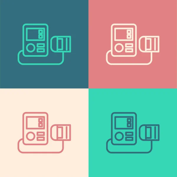 Pop art line Blood pressure icon isolated on color background. Vector Illustration — Stock Vector