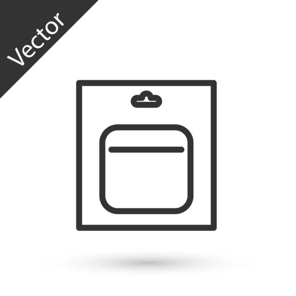 Línea gris Batería en paquete icono aislado sobre fondo blanco. Rayo símbolo del perno. Ilustración vectorial — Vector de stock