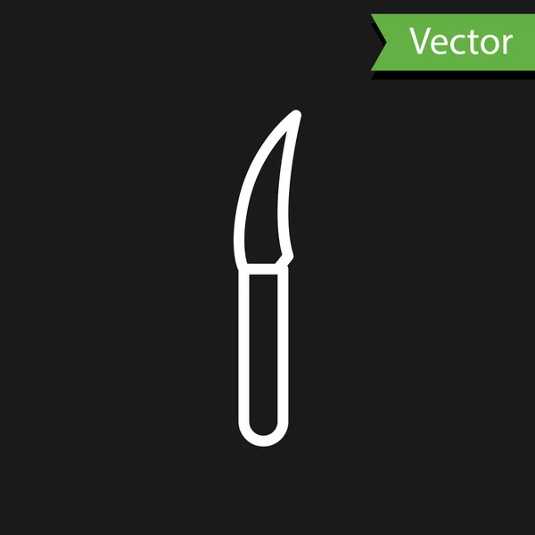 Ligne blanche Icône de couteau isolé sur fond noir. Symbole de couverts. Illustration vectorielle — Image vectorielle