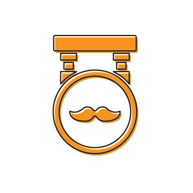 Beyaz arka planda turuncu berber ikonu izole edildi. Kuaför logosu ya da tabela. Vektör İllüstrasyonu.