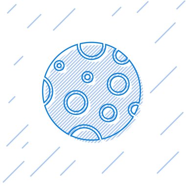 Mavi çizgi ay simgesi beyaz arkaplanda izole edildi. Vektör İllüstrasyonu.