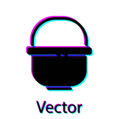 Siyah Kamp çömleği simgesi beyaz arkaplanda izole edilmiş. Haşlama ya da güveç besin sembolü. Vektör İllüstrasyonu.