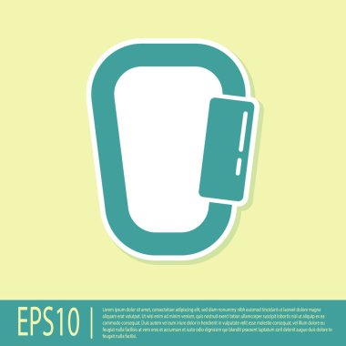 Yeşil Karabina simgesi sarı arkaplanda izole edildi. Olağanüstü bir spor. Spor malzemeleri. Vektör İllüstrasyonu.