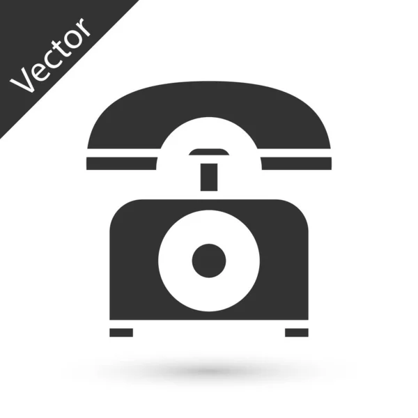 Šedý Telefon Ikona Izolované Bílém Pozadí Telefon Pevnou Linkou Vektorová — Stockový vektor