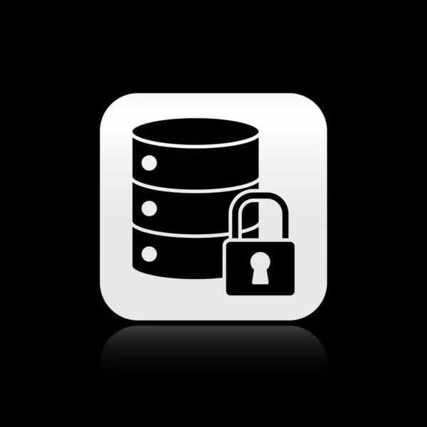 Black Server Security Closed Padlock Icon Isolated Black Background Security — Stock Vector