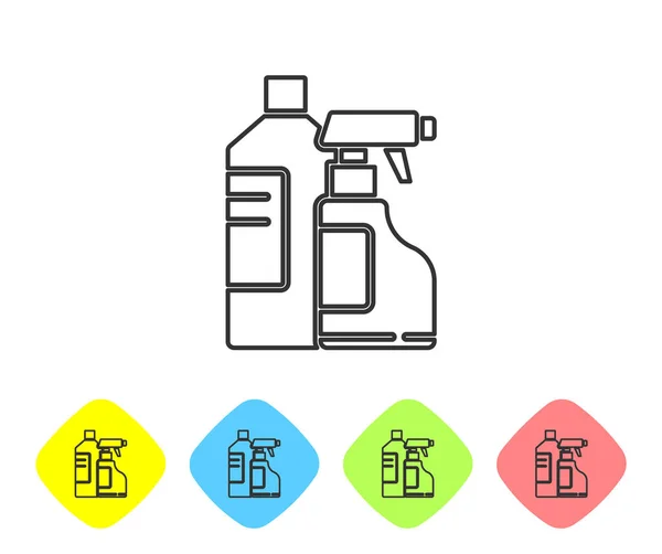 Botol Botol Abu Abu Untuk Deterjen Cuci Pemutih Cairan Pencuci - Stok Vektor