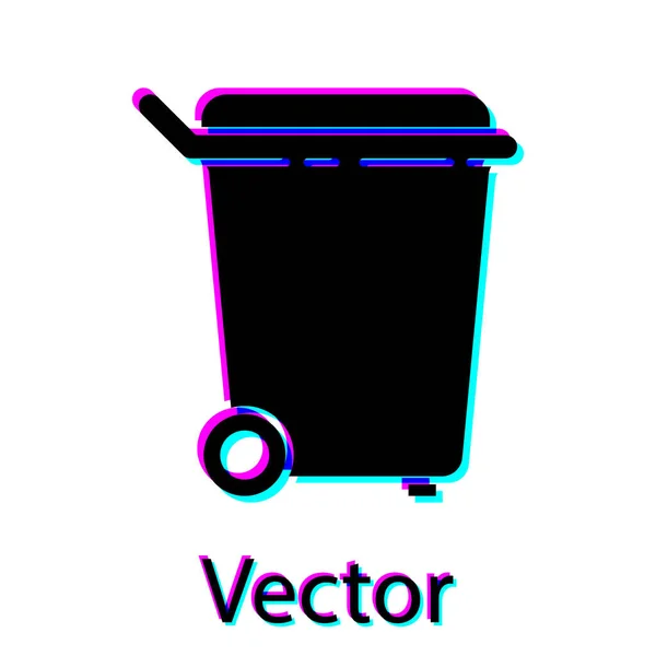 Black Trash Can Icon Isolated White Background Garbage Bin Sign — Stock Vector