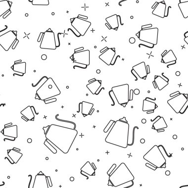 Siyah çizgi Kettle, beyaz arka planda ikon izole edilmiş, pürüzsüz desen. Çaydanlık ikonu. Vektör İllüstrasyonu.