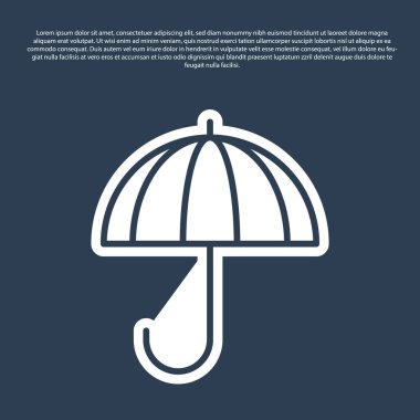 Mavi çizgi klasik açılır şemsiye simgesi mavi arkaplanda izole. Yağmur koruma sembolü. Vektör İllüstrasyonu.