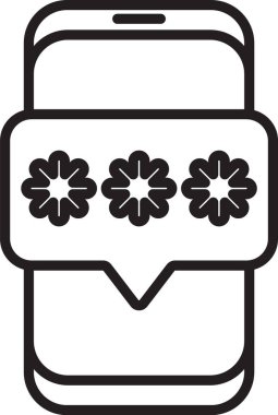 Siyah çizgi mobil ve parola koruma simgesi beyaz arkaplanda izole edildi. Güvenlik, güvenlik, kişisel erişim, kullanıcı izni, mahremiyet. Vektör İllüstrasyonu.